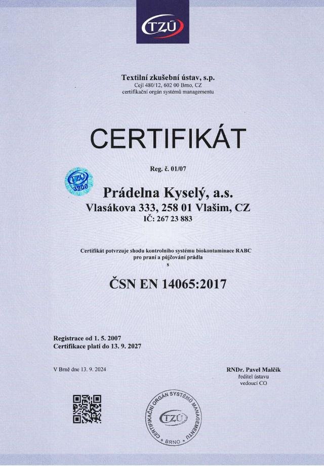 ČSN EN 14065 — kontrola biokontaminace (RABC)
